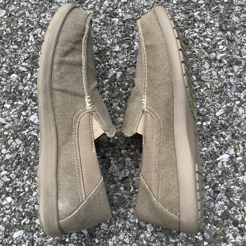 Crocs Santa Cruz 2 Luxe Loafers Mens 14 Khaki Tan Canvas Slip On 202056